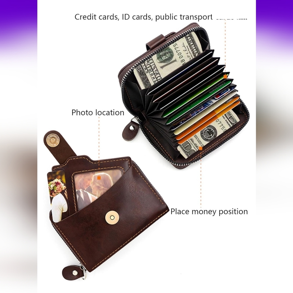 Small Leather Wallet - Coffee - Picture 4 of 9